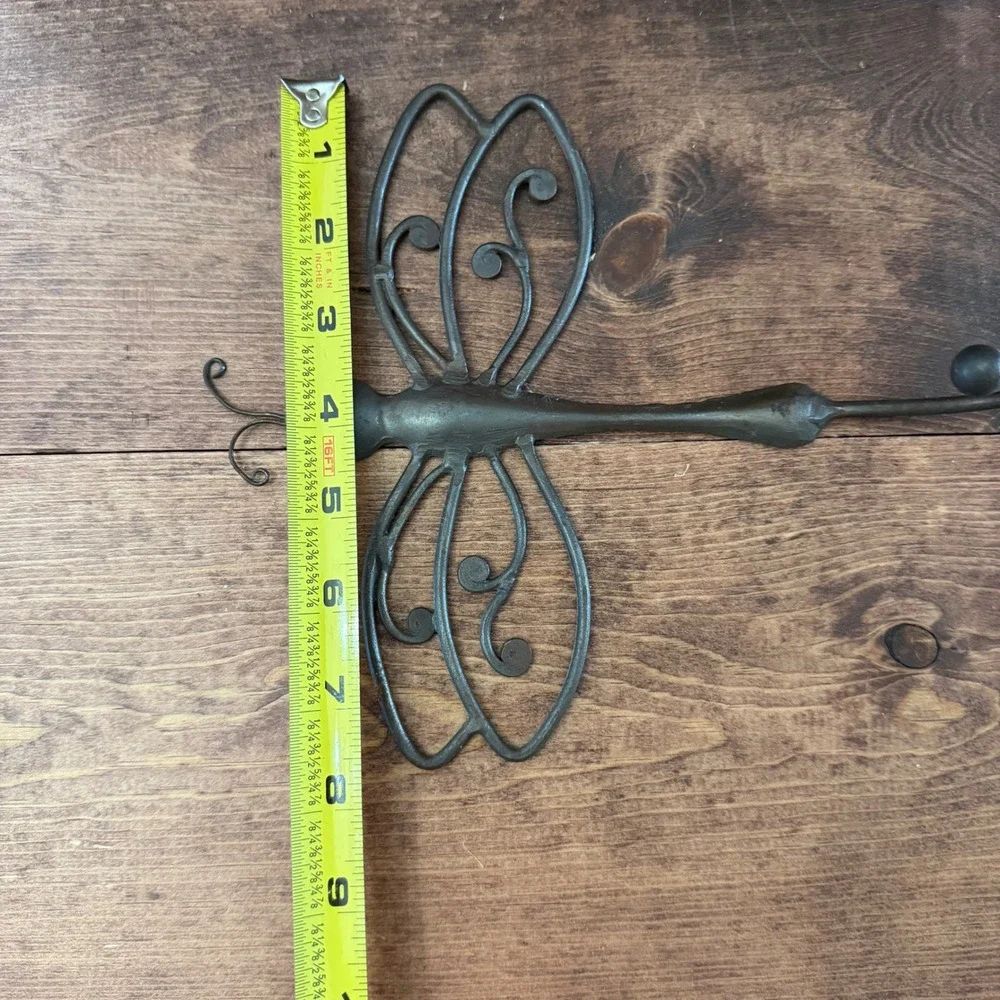 Vintage Rustic Cast Iron Dragonfly Wall Hook Decorative Metal Hanger Bronze
